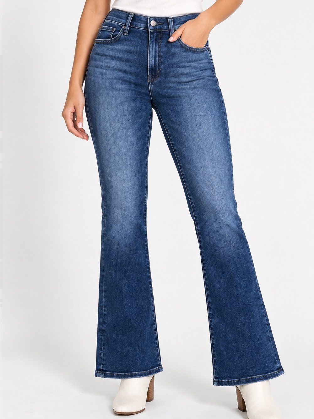 MOTHER Hi Rise Flare Jeans in Blue Wash
